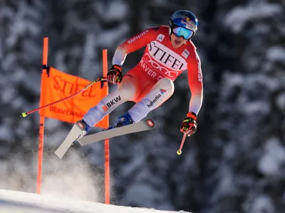 Switzerland's Marco Odermatt competes during a World Cup men's downhill skiing race, Thursday, Dec. 4, 2025, in Beaver Creek, Colo. (AP Photo/Robert F. Bukaty)