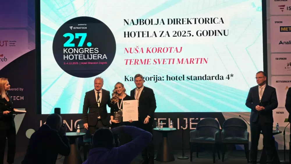 Nagrado je Nu&scaron;a Korotaj prejela na 27. Kongresu hotelirjev v Zagrebu (Foto: BHS)