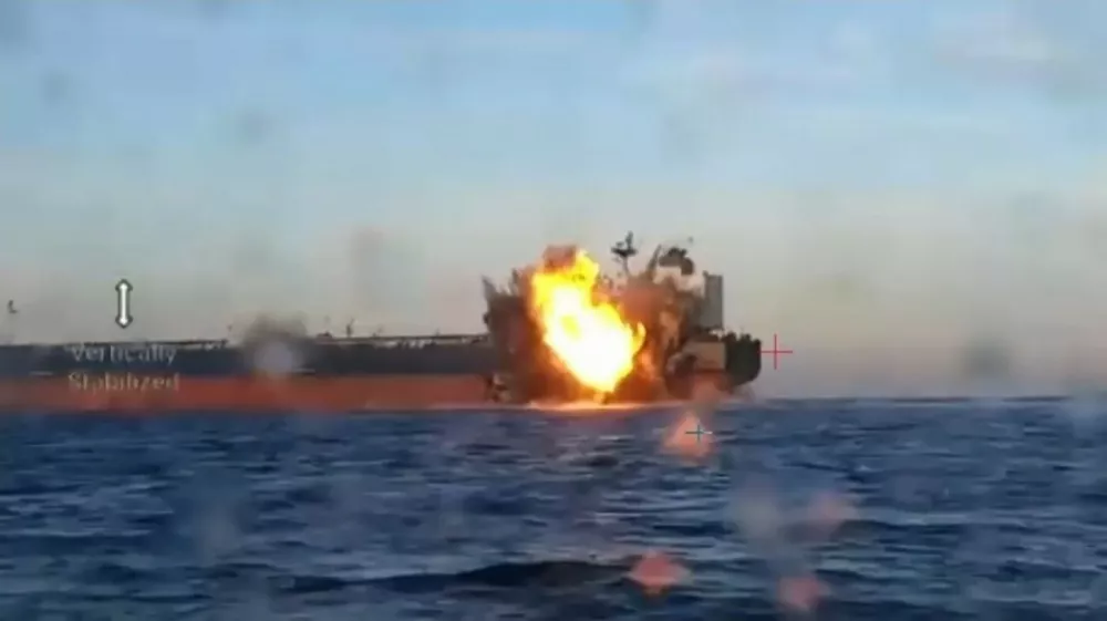 Ukraine's Security Service confirmed that they were behind attacks on two Putin's shadow fleet tankers which were hit by Sea Baby marine drones in the Black Sea.,Image: 1055782567, License: Rights-managed, Restrictions: ***HANDOUT image or SOCIAL MEDIA IMAGE or FILMSTILL for EDITORIAL USE ONLY! * Please note: Fees charged by Profimedia are for the Profimedia's services only, and do not, nor are they intended to, convey to the user any ownership of Copyright or License in the material. Profimedia does not claim any ownership including but not limited to Copyright or License in the attached material. By publishing this material you (the user) expressly agree to indemnify and to hold Profimedia and its directors, shareholders and employees harmless from any loss, claims, damages, demands, expenses (including legal fees), or any causes of action or allegation against Profimedia arising out of or connected in any way with publication of the material. Profimedia does not claim any copyright or license in the attached materials. Any downloading fees charged by Profimedia are for Profimedia's services only. * Handling Fee Only ***, Model Release: no