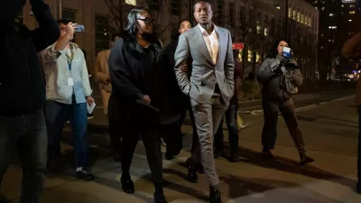 Miami Heat's Terry Rozier, center, leaves Brooklyn federal court, Monday, Dec. 8, 2025, in New York. (AP Photo/Yuki Iwamura)