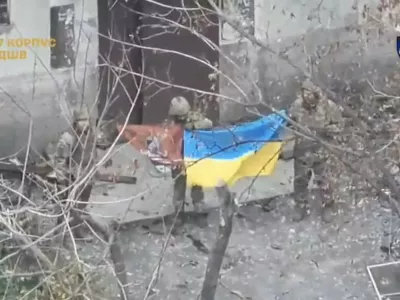 Ukrajinska zastava v Pokrovsku. Foto: ukrajinska vojska