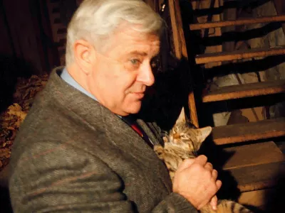 Milan Kučan, mačka / Foto: Tomaž Skale