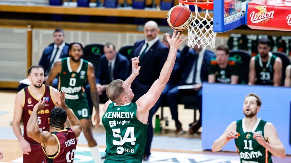 Thomas Kennedy in action during AdmiralBet ABA League 2025/2026 basketball match between Cedevita Olimpija (SLO) and Bosna BH Telecom (BiH) in Tivoli Hall, Ljubljana, Slovenia on December 13, 2025