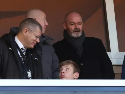 Soccer Football - Scottish League Cup Final - St Mirren v Celtic - Hampden Park, Glasgow, Scotland, Britain - December 14, 2025 Scotland manager Steve Clarke in the stands before the match REUTERS/Russell Cheyne