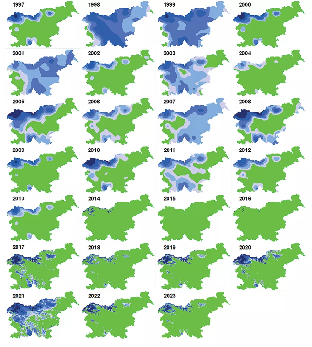 sneg, zemljevid / Foto: Arso