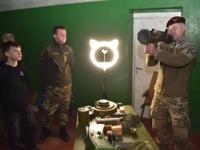 LVIV, UKRAINE - DECEMBER 20: Teenagers attend the 'Galician Lions 2.0' military training from the 80th Galician Brigade in Lviv, Ukraine, December 20, 2025. During the training, the children received training in parachute training, communications, engineering, and drones. Michael Sorrow / AnadoluNo Use USA No use UK No use Canada No use France No use Japan No use Italy No use Australia No use Spain No use Belgium No use Korea No use South Africa No use Hong Kong No use New Zealand No use Turkey