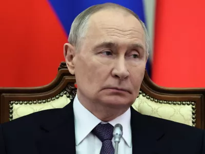 Russian President Vladimir Putin attends the Supreme Eurasian Economic Council summit in St. Petersburg, Russia, Sunday, Dec. 21, 2025. (Alexander Kazakov, Sputnik, Kremlin Pool Photo via AP)