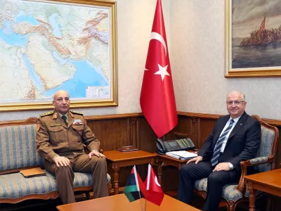 Turkish Defence Minister Yasar Guler meets with Libya's army chief of staff Mohammed Ali Ahmed Al-Haddad in Ankara, Turkey, December 23, 2025. Defence Ministry/Handout via REUTERS THIS IMAGE HAS BEEN SUPPLIED BY A THIRD PARTY. NO RESALES. NO ARCHIVES. BEST QUALITY AVAILABLE.