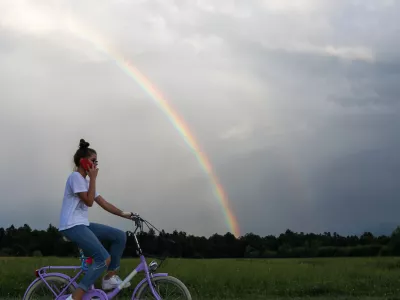- 02.07.2020.- Ljubljansko barje - mavrica - kolesarka - foto:Bojan Velikonja / Foto: Bojan Velikonja