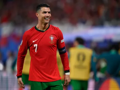 FILED - 18 June 2024, Saxony, Leipzig: Portugal's Cristiano Ronaldo celebrates after the Euro 2024 Group F soccer match between Portugal and Czech at Leipzig Stadium. Photo: Robert Michael/dpa