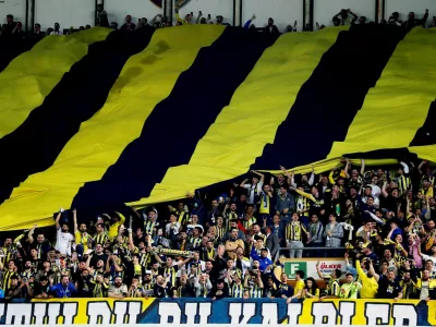 FILE PHOTO: Soccer Football - Super Lig - Fenerbahce v Galatasaray - Sukru Saracoglu Stadium, Istanbul, Turkey - April 10, 2022 Fenerbahce fans inside the stadium before the match REUTERS/Murad Sezer/File Photo