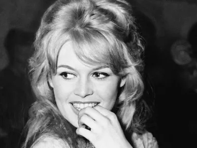 FILE - French film actress Brigitte Bardot appears at the Mount Royal Hotel in London on April 9, 1959. (AP Photo/Dave Dawson, File)