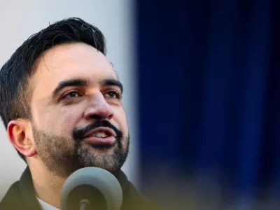 New York City Mayor Zohran Mamdani delivers a speech during his inauguration ceremony in New York City, U.S., January 1, 2026. REUTERS/Kylie Cooper