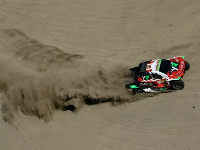 Rallying - Dakar Rally - Stage 1 - Yanbu to Yanbu - Yanbu, Saudi Arabia - January 4, 2026 Overdrive Racing's Yazeed Al Rajhi and Timo Gottschalk in action during stage 1 REUTERS/Stephane Mahe
