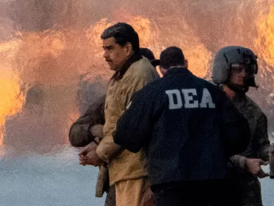 Captured Venezuelan President Nicolas Maduro is escorted, as he heads towards the Daniel Patrick Manhattan United States Courthouse for an initial appearance to face U.S. federal charges including narco-terrorism, conspiracy, drug trafficking, money laundering and others, at Downtown Manhattan Heliport, in New York City, U.S., January 5, 2026. REUTERS/Adam Gray QUALITY AVAILABLE   TPX IMAGES OF THE DAY