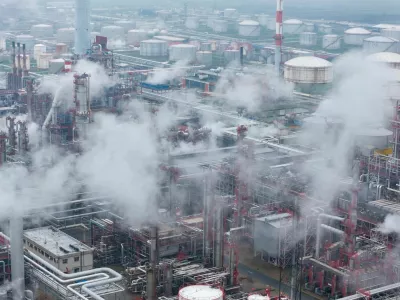 FILE PHOTO: A drone view shows Serbia's majority Russian-owned NIS oil refinery in Pancevo, Serbia, November 27, 2025. REUTERS/Marko Djurica/File Photo