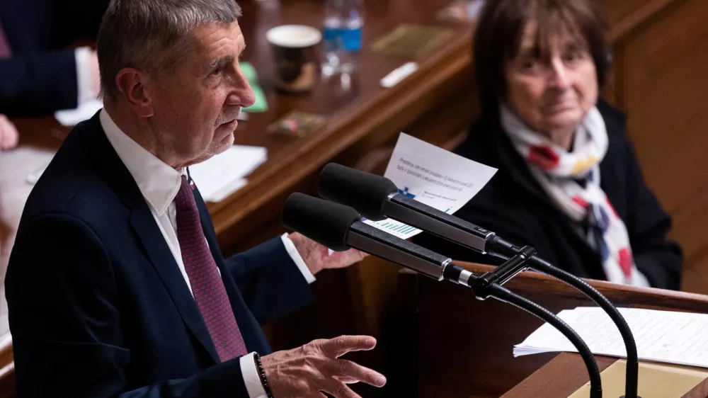 Czech Prime Minister Andrej Babis from ANO speaks during the debate on confidence in the parliament, in Prague, Czech Republic, January 13, 2026 REUTERS/Eva Korinkova