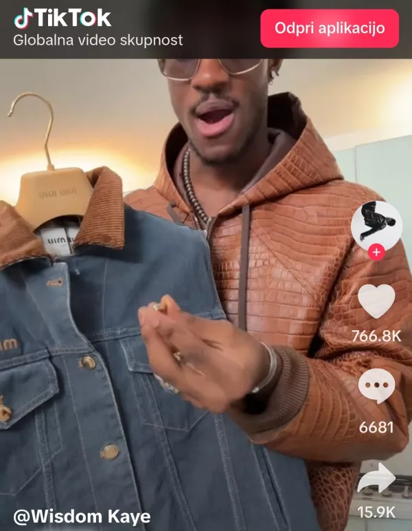 Wisdom Kaye je po nakupu luksuznih kosov Miu Miu za 18.000 dolarjev naletel na težave z razpadanjem oblačil, o tem pa posnel tudi video. F TikTok
