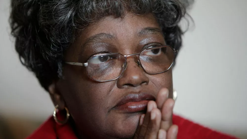 FILE - Claudette Colvin sits for a portrait, Feb. 5, 2009 in New York. (AP Photo/Julie Jacobson, File)