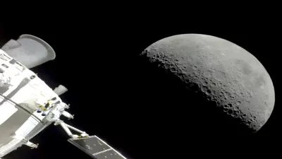 NASA's Orion spacecraft flew past the moon on Monday, December 5, 2022. The crew capsule and its test dummies will aim for a Pacific Ocean splashdown on Sunday, December 11, 2022, off the coast of San Diego after a three-week test flight, setting the stage for astronauts on the next flight in a couple years. (NASA via AP)