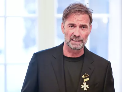 08 October 2024, Baden-Wuerttemberg, Stuttgart: German coach Juergen Klopp receives the Order of Merit of the State of Baden-Wuerttemberg for his wide-ranging social commitment outside of sport. Photo: Bernd Wei&szlig;brod/dpa