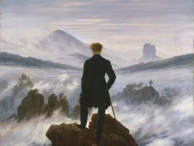 Potepin nad meglenim morjem Casparja Davida Friedricha je kar dobra prispodoba za Kirkegaardovo filozofijo. / Foto: Wikipedia