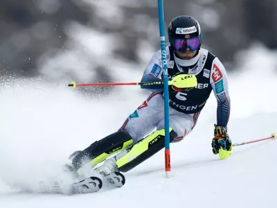 Norway's Atle Lie McGrath competes in an alpine ski, men's World Cup slalom, in Wengen, Switzerland, Sunday, Jan. 18, 2026. (AP Photo/Gabriele Facciott)
