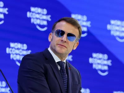 France's President Emmanuel Macron attends the 56th annual World Economic Forum (WEF) meeting in Davos, Switzerland, January 20, 2026. REUTERS/Denis Balibouse