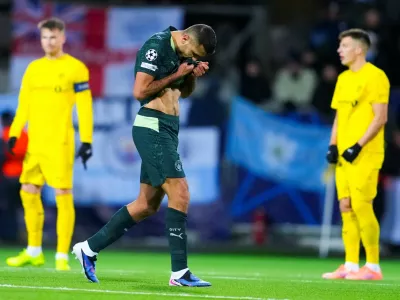 Soccer Football - UEFA Champions League - Bodo/Glimt v Manchester City - Aspmyra Stadion, Bodo, Norway - January 20, 2026 Manchester City's Rodri walks off the pitch after being shown a red card Fredrik Varfjell/NTB via REUTERS  ATTENTION EDITORS - THIS IMAGE WAS PROVIDED BY A THIRD PARTY. NORWAY OUT. NO COMMERCIAL OR EDITORIAL SALES IN NORWAY.