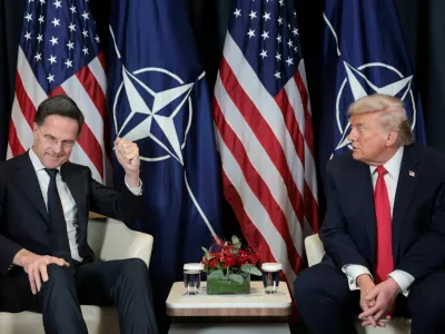 U.S. President Donald Trump holds a bilateral meeting with NATO Secretary General Mark Rutte at the World Economic Forum (WEF) in Davos, Switzerland, January 21, 2026. REUTERS/Jonathan Ernst