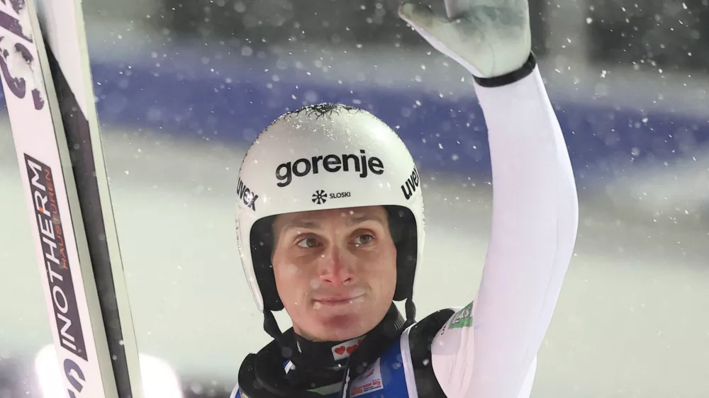 Ski Jumping - Ski Flying World Championships - Heini-Klopfer Ski Flying Hill, Oberstdorf, Germany - January 25, 2026 Slovenia's Domen Prevc reacts during the men's team HS235 second round REUTERS/Kai Pfaffenbach