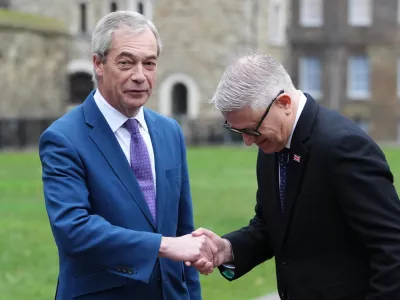 PA via ReutersReform UK leader Nigel Farage and Andrew Rosindell on College Green in Westminster, central London. Rosindell became the second Conservative MP to defect to Reform in a week. Picture date: Monday January 19, 2026.No Use UK. No Use Ireland. No Use Belgium. No Use France. No Use Germany. No Use Japan. No Use China. No Use Norway. No Use Sweden. No Use Denmark. No Use Holland. No Use Australia.