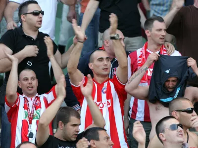 - navijači Red Star - nogomet - Rudar Velenje: Crvena zvezda, evropska liga, kvalifikacije, 2. krog - velenjski Rudar je doma izgubil s Crveno zvezdo z 0:1 (0:0).//FOTO: Luka CjuhaOPOMBA: ZA OBJAVO V ČASOPISU DNEVNIK