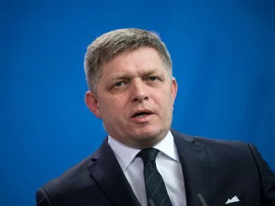 FILED - 03 April 2017, Berlin: Slovak Prime Minister Robert Fico speaks during a press conference in Berlin. Photo: Bernd von Jutrczenka/dpa