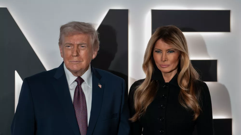 29 January 2026, US, Washington: US President Donald Trump and Lady Melania Trump arrive at the premiere of the Amazon MGM Studios film "Melania" at the John F. Kennedy Center for the Performing Arts in Washington DC. The film documents the period leading up to the 2025 Presidential Inauguration and Melania Trump's role during the White House transition. Photo: Andrew Leyden/ZUMA Press Wire/dpa