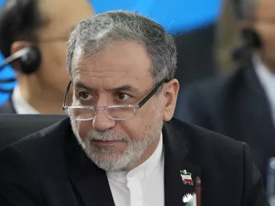 FILE -Iran's Foreign Minister Abbas Araghchi attends the 17th annual BRICS summit in Rio de Janeiro, Brazil, July 7, 2025. (AP Photo/Eraldo Peres, File)