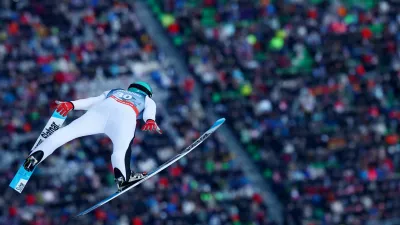 Ski Jumping - Ski Flying World Championships - Heini-Klopfer Ski Flying Hill, Oberstdorf, Germany - January 24, 2026 Slovenia's Domen Prevc in action during the men's individual HS235 trial round REUTERS/Kai Pfaffenbach