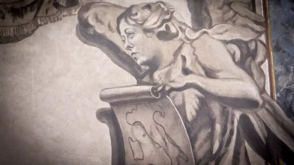 31 January 2026, Italy, Rome: An angel bearing a striking resemblance to Italian Prime Minister Giorgia Meloni is pictured in the recently restored Basilica of San Lorenzo in Lucina. Photo: Alessandro Serrano/AGF via ZUMA Press/dpa