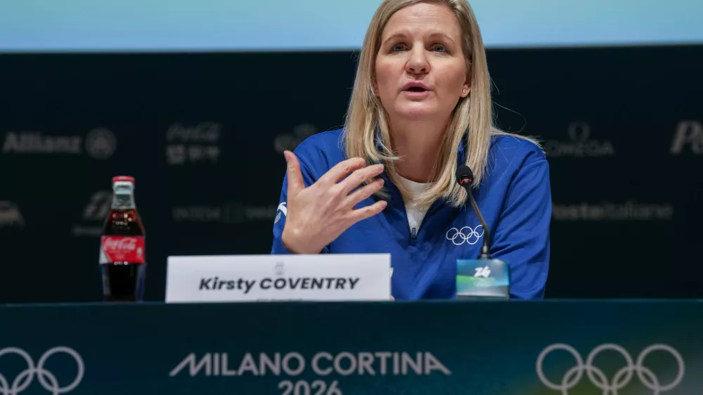 01 February 2026, Italy, Milan: President of the International Olympic Committee (IOC) Kirsty Coventry speaks during the IOC Executive Board press conference. Photo: Claudio Furlan/LaPresse via ZUMA Press/dpa