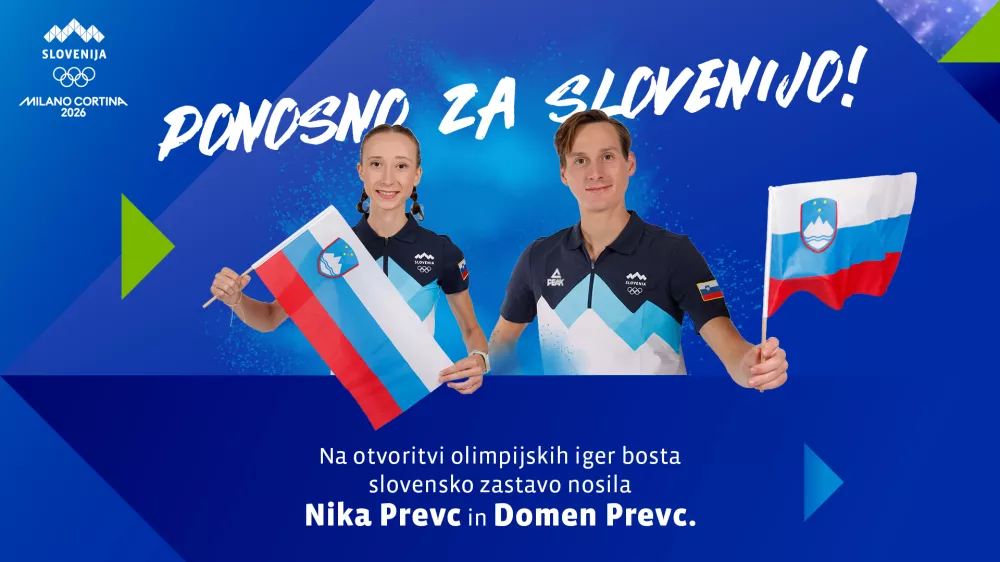 Nika in Domen Prevc bosta v petek v Predazzu nosila slovensko zastavo. 