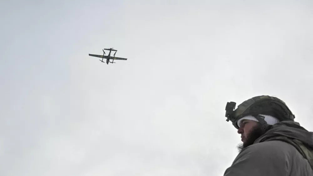 A member of the National Police Special Purpose Battalion of Zaporizhzhia region launches a Gara combat drone before flying over positions of Russian troops, amid Russia's attack on Ukraine, near the frontline town of Pokrovsk in Donetsk region, Ukraine January 23, 2026. REUTERS/Stringer