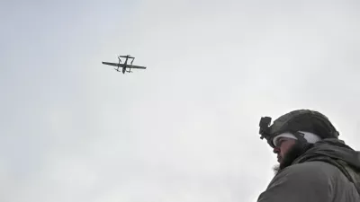 A member of the National Police Special Purpose Battalion of Zaporizhzhia region launches a Gara combat drone before flying over positions of Russian troops, amid Russia's attack on Ukraine, near the frontline town of Pokrovsk in Donetsk region, Ukraine January 23, 2026. REUTERS/Stringer