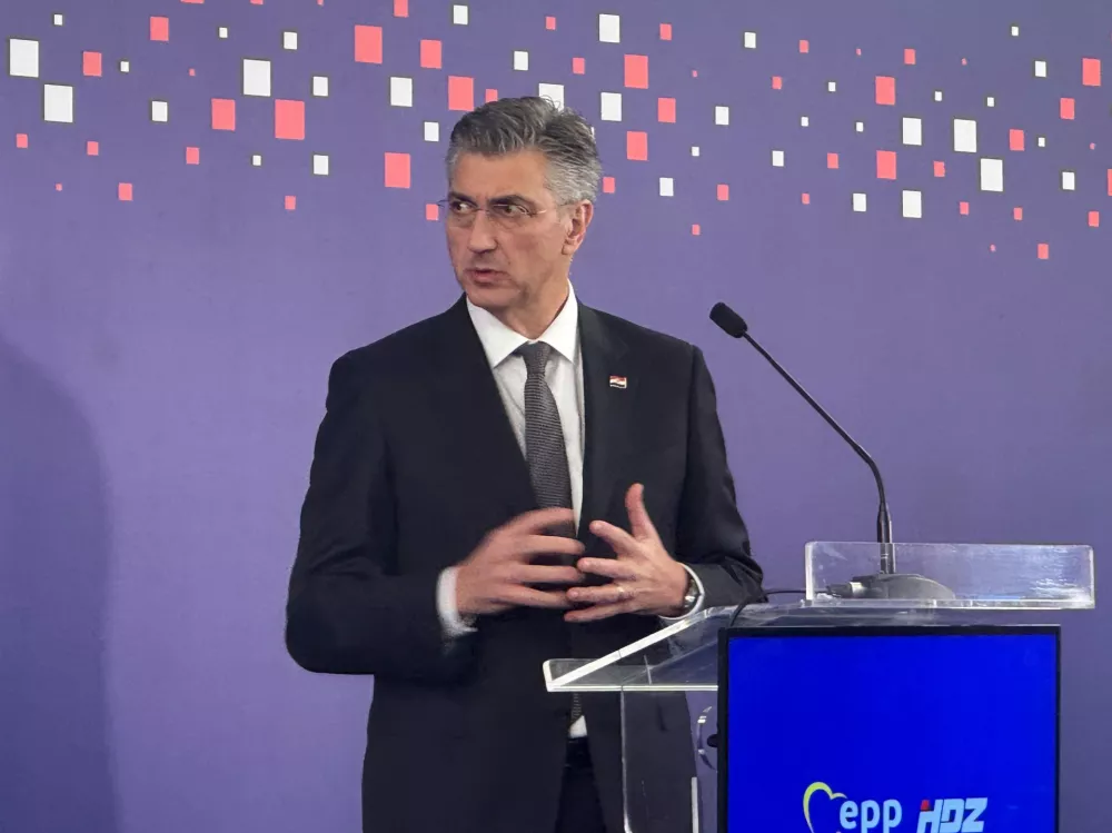 31 January 2026, Croatia, Zagreb: Croatian Prime Minister Andrej Plenkovic speaks during the meeting of the European People's Party (EPP). Photo: Michael Fischer/dpa