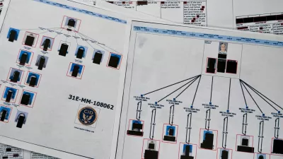 A document that was included in the U.S. Department of Justice release of the Jeffrey Epstein files, photographed Monday, Feb. 2, 2026, shows a diagram prepared by the FBI attempting to chart the network of Epstein's victims and the timeline of their alleged abuse. (AP Photo/Jon Elswick)