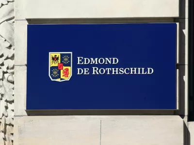 FILE PHOTO: A logo is pictured on the Edmond de Rothschild bank in Geneva, Switzerland, June 21, 2020. REUTERS/Denis Balibouse/File Photo