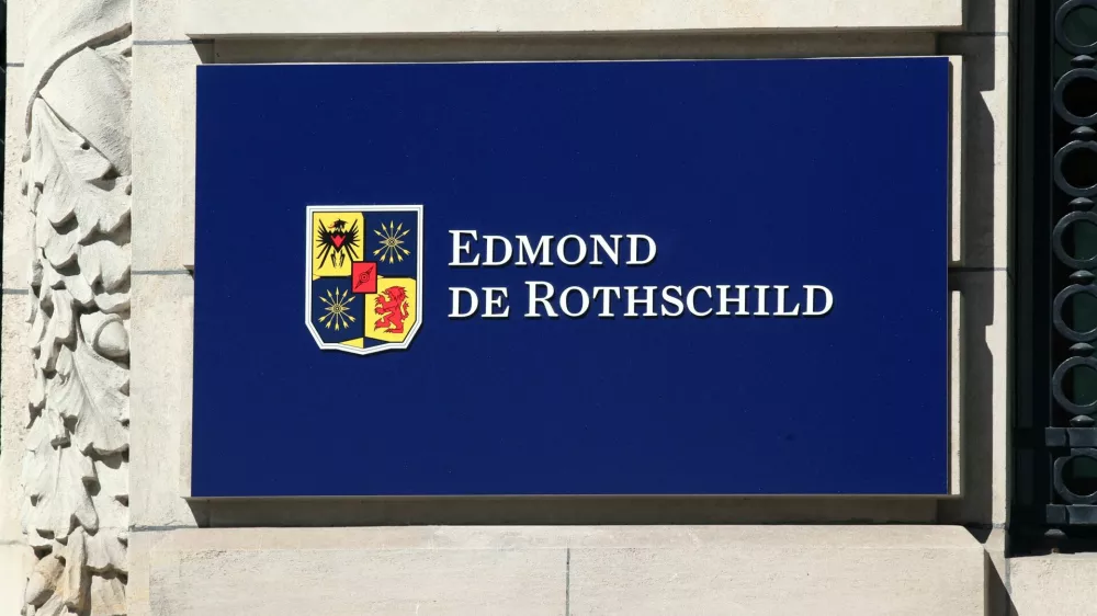 FILE PHOTO: A logo is pictured on the Edmond de Rothschild bank in Geneva, Switzerland, June 21, 2020. REUTERS/Denis Balibouse/File Photo