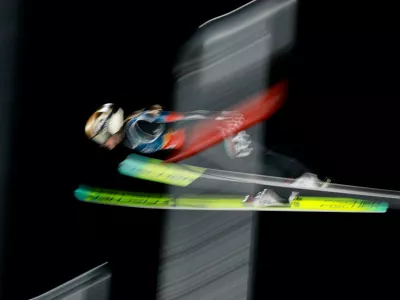 Milano Cortina 2026 Olympics - Ski Jumping - Mixed Team - Predazzo Ski Jumping Stadium, Predazzo, Italy - February 10, 2026. Annika Sieff of Italy in action during the first round REUTERS/Stephanie Lecocq