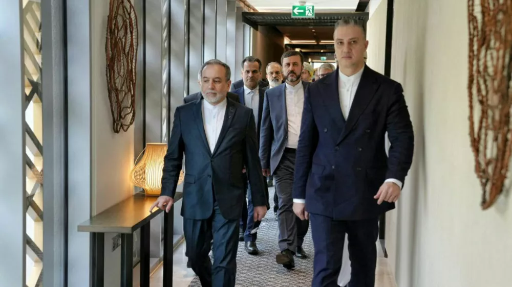 Iranian Foreign Minister Abbas Araqchi and his accompanying delegation depart for the site of the talks in Muscat, Oman, February 6, 2026. Iranian Foreign Ministry/WANA (West Asia News Agency)/ Handout via REUTERS ATTENTION EDITORS - THIS PICTURE WAS PROVIDED BY A THIRD PARTY.