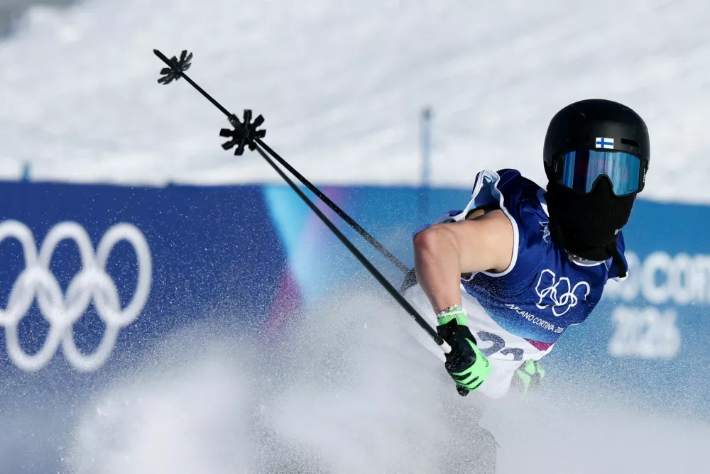 Milano Cortina 2026 Olympics - Freestyle Skiing - Men's Freeski Slopestyle Qualification - Livigno Snow Park, Livigno, Italy - February 07, 2026. Kuura Koivisto of Finland in action during his run of the Men's Freeski Slopestyle REUTERS/Gonzalo Fuentes