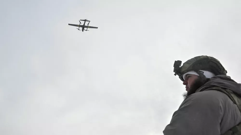 A member of the National Police Special Purpose Battalion of Zaporizhzhia region launches a Gara combat drone before flying over positions of Russian troops, amid Russia's attack on Ukraine, near the frontline town of Pokrovsk in Donetsk region, Ukraine January 23, 2026. REUTERS/Stringer